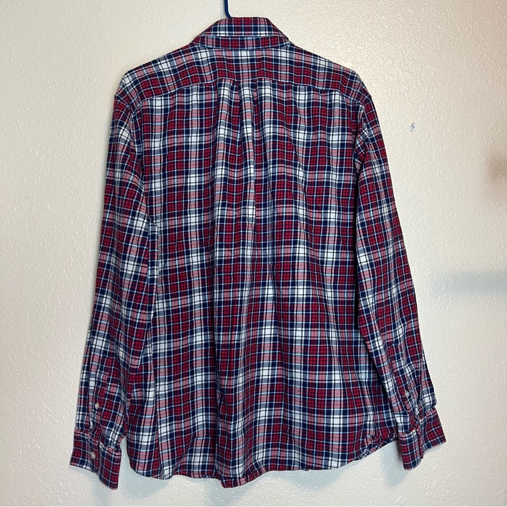Vineyard Vines Flannel Shirt Mens Red Blue Plaid Slim Fit Whale Shirt Size 2XL - Picture 4 of 5